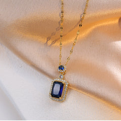 Zircon Crystal Emerald Sapphire Vintage Necklace