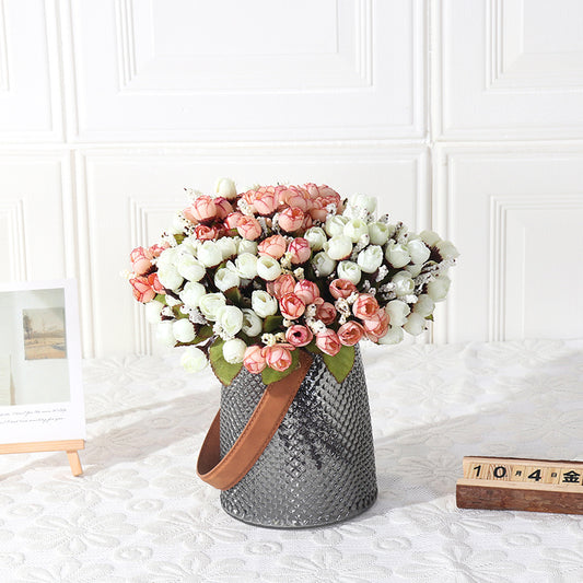 15 Mini Roses Bouquet Realistic Decoration Perfect Gift Birthday Party Supplies