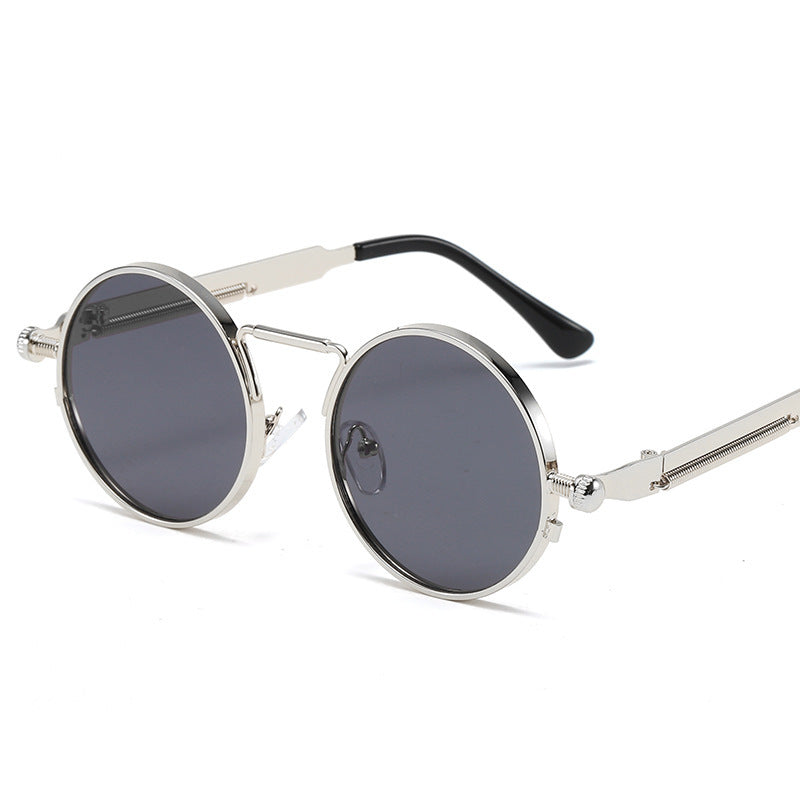 Men's Round Frame Punk Sunglasses Retro Street Photography Holiday Party