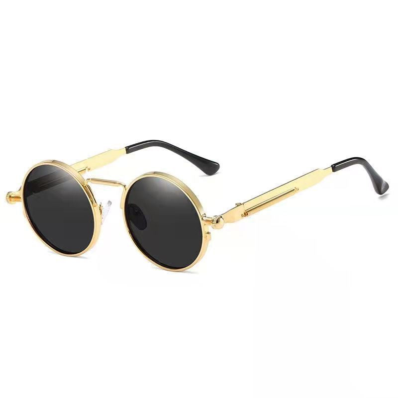 Men's Round Frame Punk Sunglasses Retro Street Photography Holiday Party