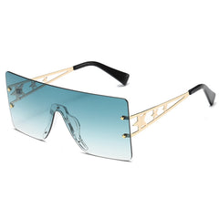 Frameless Connected Mixed Pentagram Metal Sunglasses