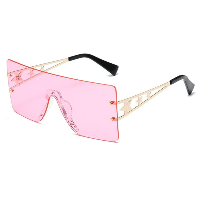 Frameless Connected Mixed Pentagram Metal Sunglasses