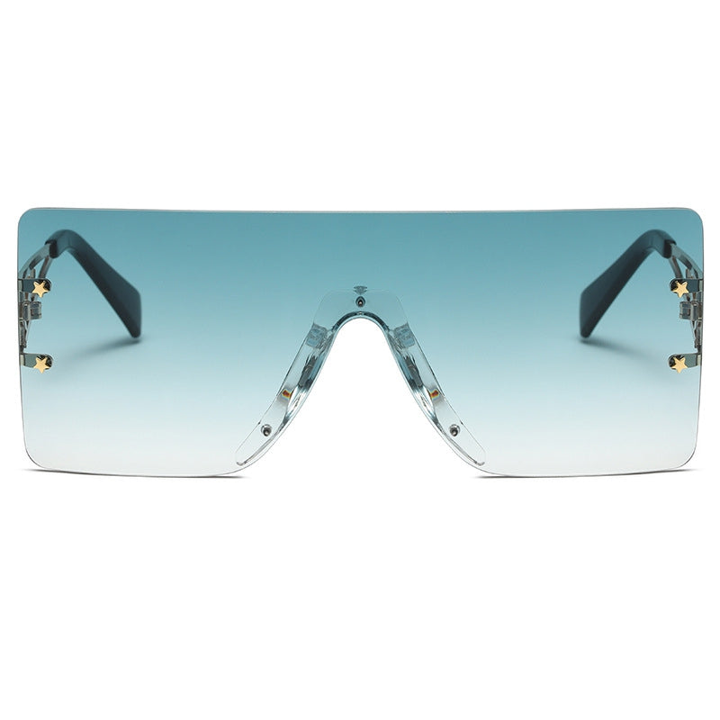 Frameless Connected Mixed Pentagram Metal Sunglasses