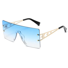 Frameless Connected Mixed Pentagram Metal Sunglasses