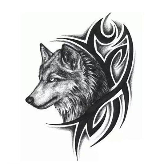 Wolf Head Temporary Tattoo Sticker For Men And Women
