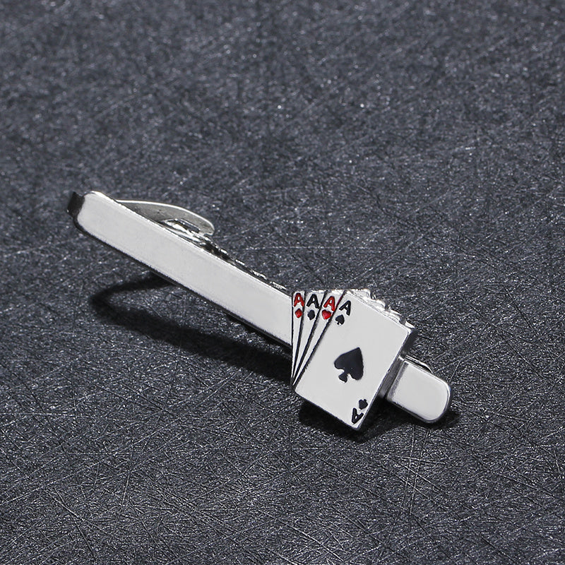 Poker Enamel Tie Clip For Men Groove Clips Business Tie Clips