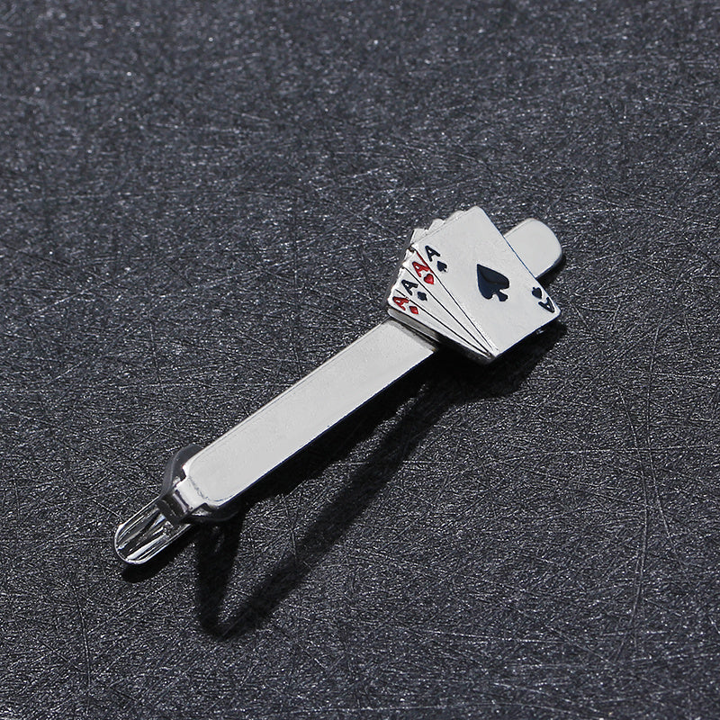 Poker Enamel Tie Clip For Men Groove Clips Business Tie Clips