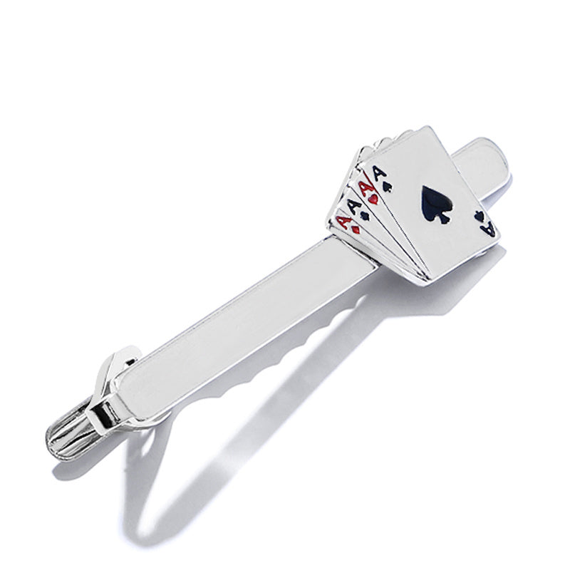 Poker Enamel Tie Clip For Men Groove Clips Business Tie Clips