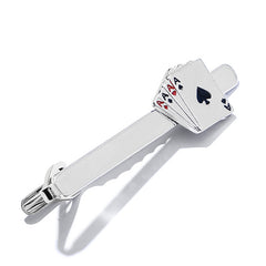 Poker Enamel Tie Clip For Men Groove Clips Business Tie Clips