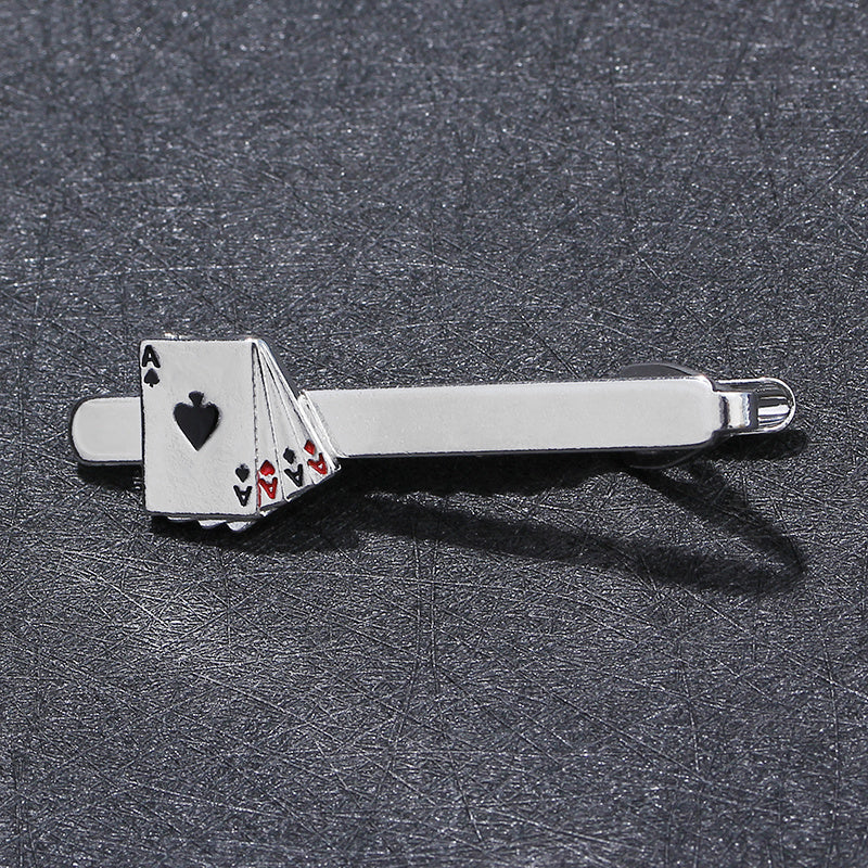 Poker Enamel Tie Clip For Men Groove Clips Business Tie Clips