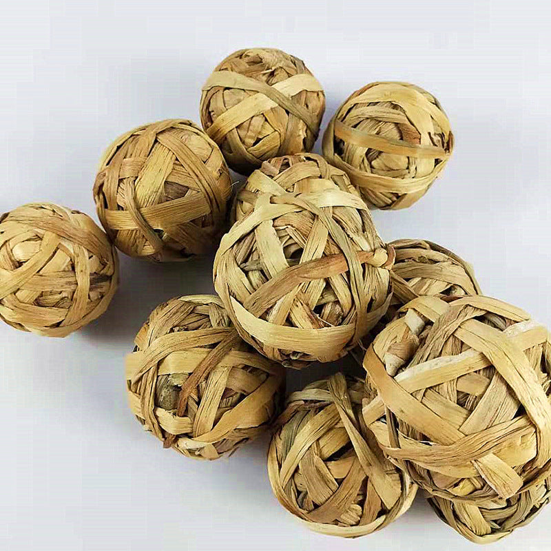 Grass Straw Woven Ball Chew Toys for Small Pets