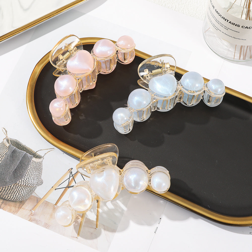 Laser Glitter Faux Pearl Hair Claws - Y2K Hair Accessories