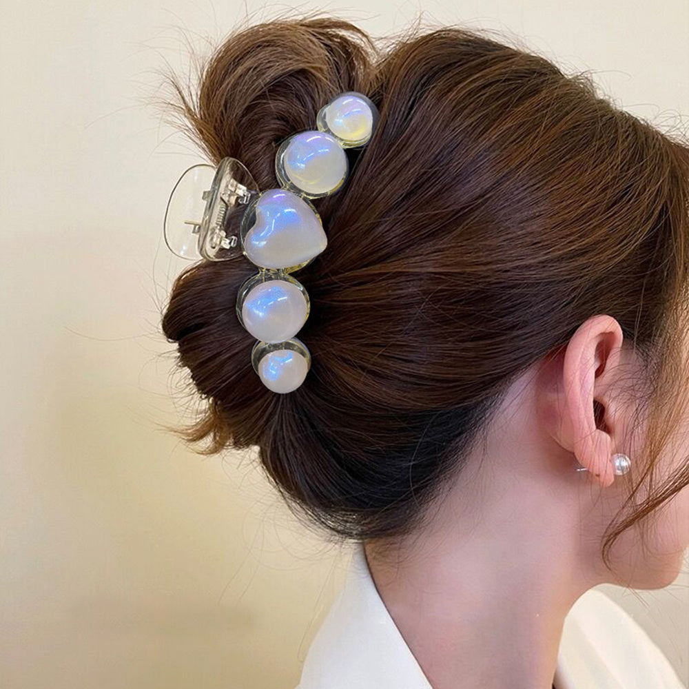 Laser Glitter Faux Pearl Hair Claws - Y2K Hair Accessories