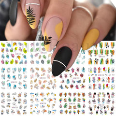 12pcs Palm Tree Nail Stickers Water Sliders Coconut Decals & Decorations
