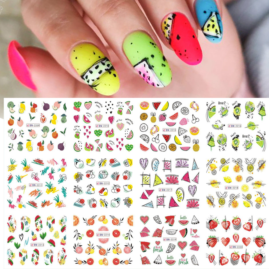 12pcs Palm Tree Nail Stickers Water Sliders Coconut Decals & Decorations