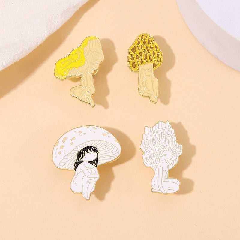 Mushroom Head Girl Brooch For Men Creative Pins