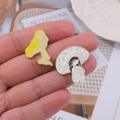 Mushroom Head Girl Brooch For Men Creative Pins