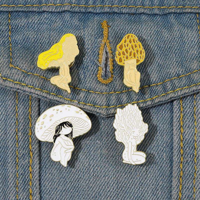 Mushroom Head Girl Brooch For Men Creative Pins