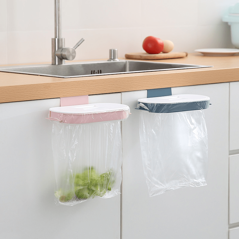 Garbage Bag Holder Portable Plastic Trash Bag Storage Rack With Lid