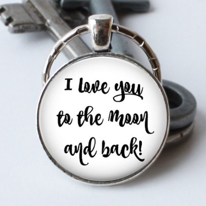 I Love You To The Moon And Back Time Stone Keychain