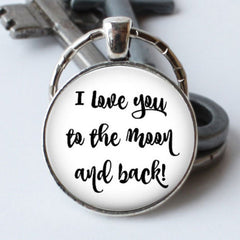 I Love You To The Moon And Back Time Stone Keychain