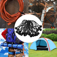 20pcs 15-24cm Bungee Cords with Balls for Camping Tents Tarp Canopy
