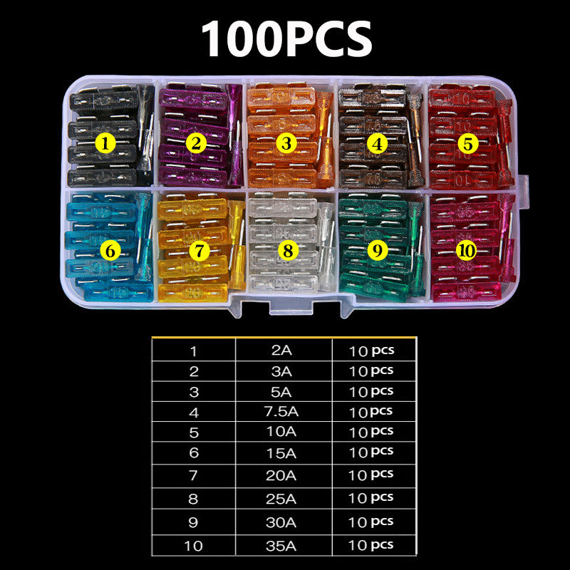 100pcs Car Fuse Assortment Set Auto Truck 2.5-35A With Box Clip