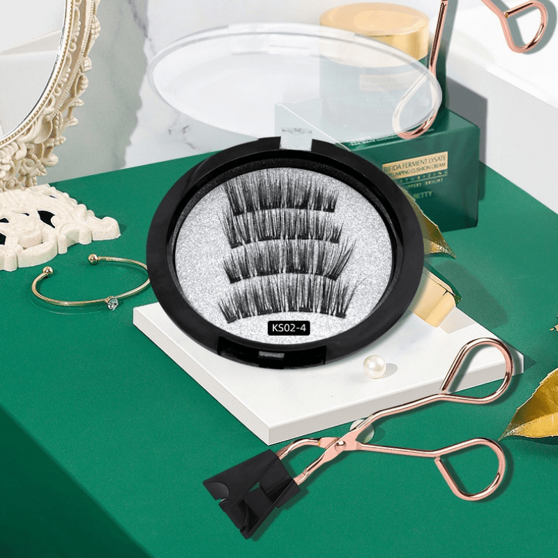 Reusable 3D Mink Magnetic Eyelashes with 4 Magnets & Tweezers