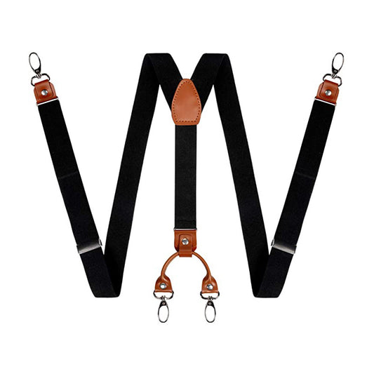 Leather Suspenders 2 Width 4 Hooks Y Back Retro Braces Suspensorios Wedding