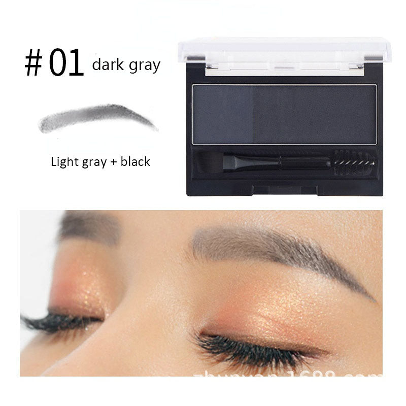 Waterproof Double Eyebrow Powder with Stencil