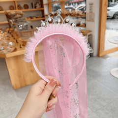 Girls Cartoon Crown Princess Headband With Mesh Decor