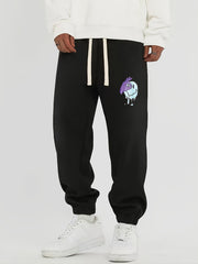 Smile Print Men's Drawstring Pocket Sweatpants Loose Casual Jogger Pants