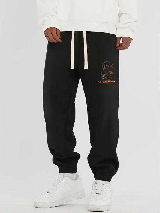 Bear Print Men's Drawstring Jogger Pants