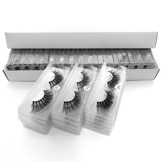 3D Faux Mink False Eyelashes Natural Curl Bulk With Carrying Case