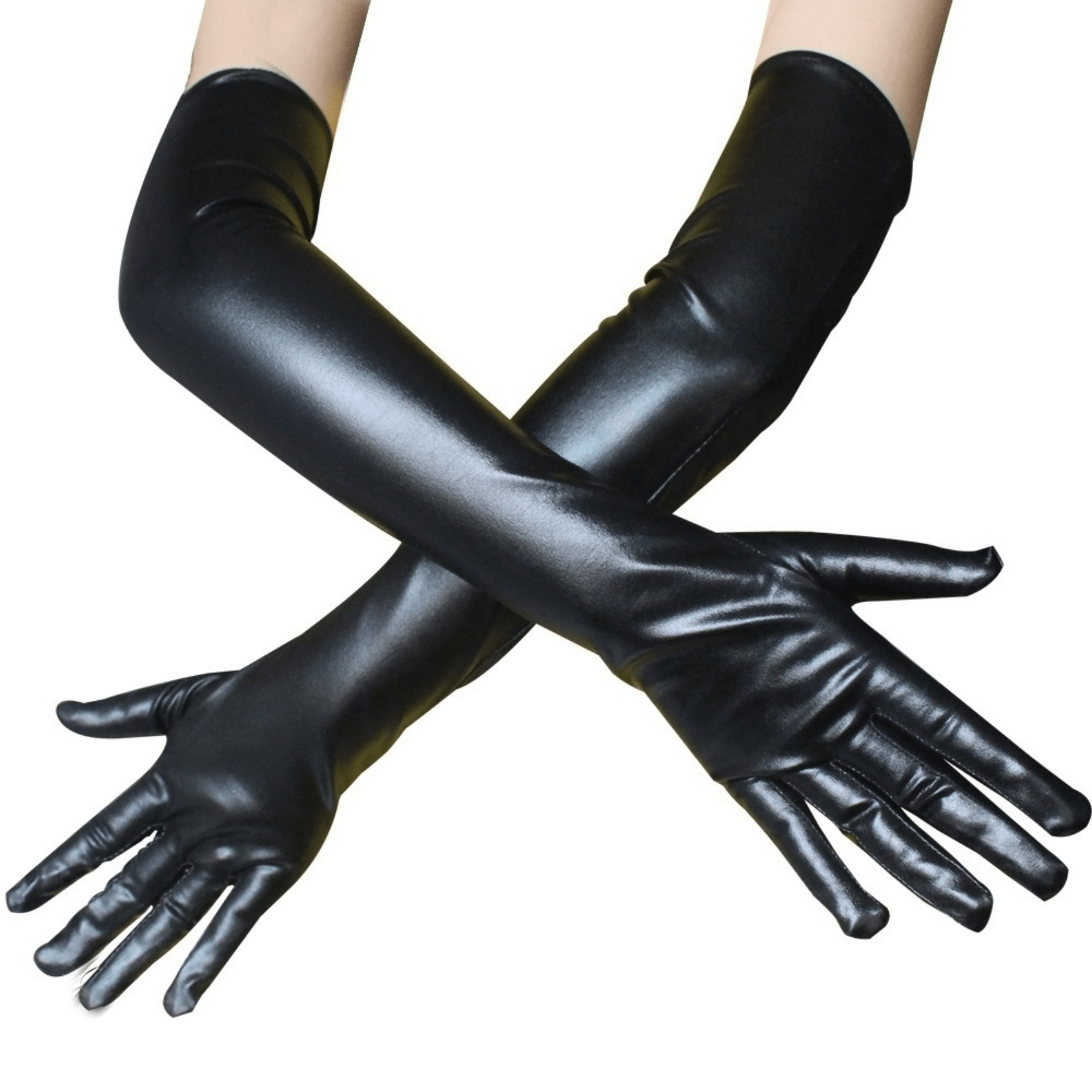 Adult Long Patent Leather Pole Dance Gloves