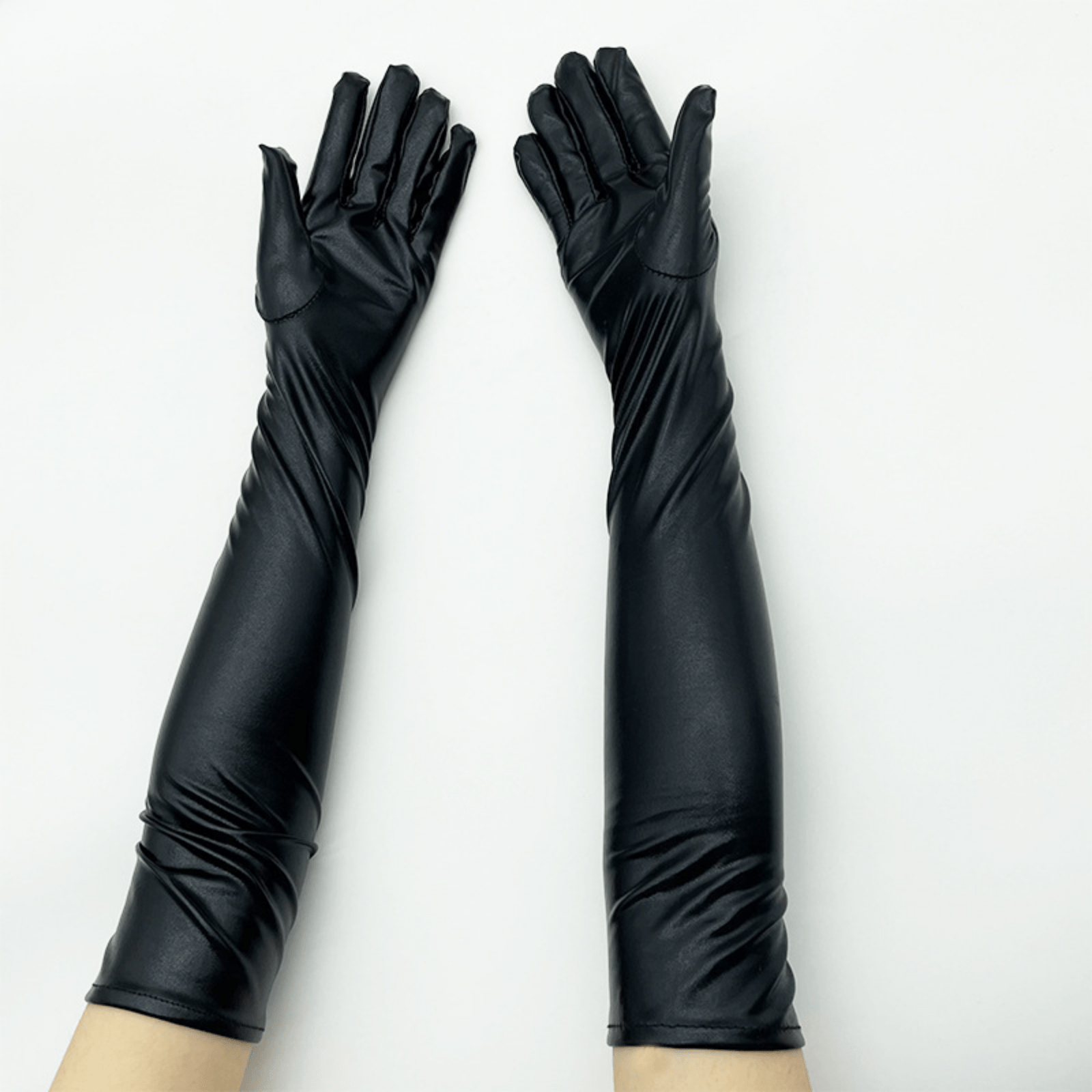 Adult Long Patent Leather Pole Dance Gloves