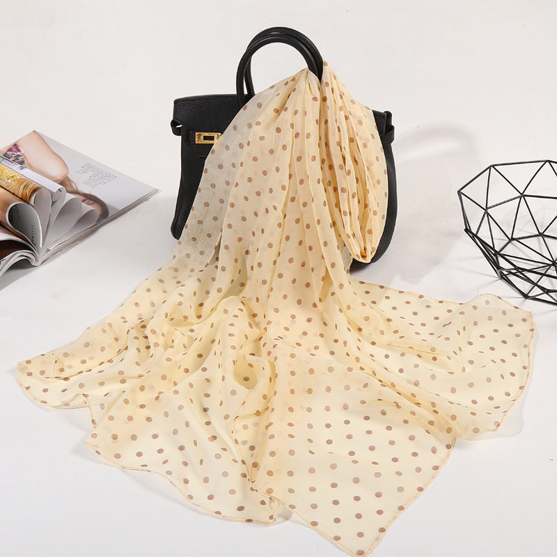Polka Dot Chiffon Scarf Solid Shawl