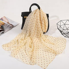 Polka Dot Chiffon Scarf Solid Shawl