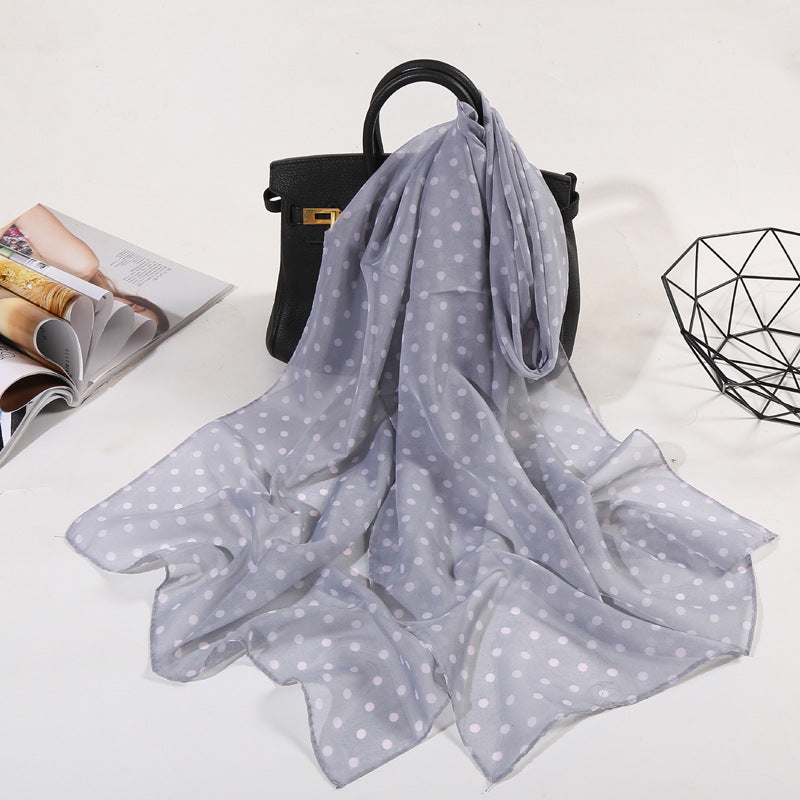 Polka Dot Chiffon Scarf Solid Shawl