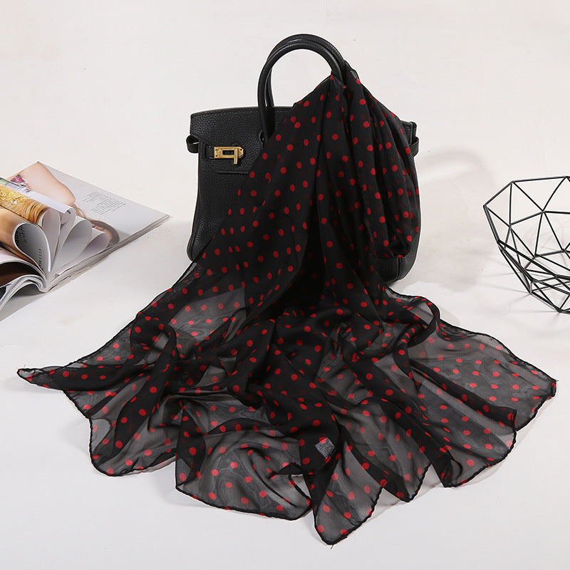 Polka Dot Chiffon Scarf Solid Shawl