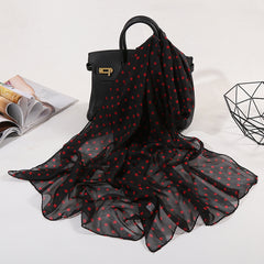 Polka Dot Chiffon Scarf Solid Shawl