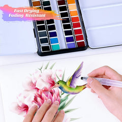 12 24 36 48 Colors Solid Watercolor Paints Set With Paintbrush