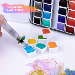 12 24 36 48 Colors Solid Watercolor Paints Set With Paintbrush