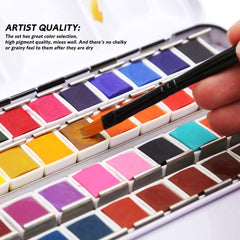 12 24 36 48 Colors Solid Watercolor Paints Set With Paintbrush