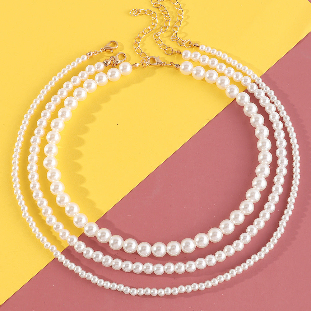 3pcs Girls Pearl Beaded Necklace Princess Party Accessories