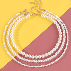 3pcs Girls Pearl Beaded Necklace Princess Party Accessories