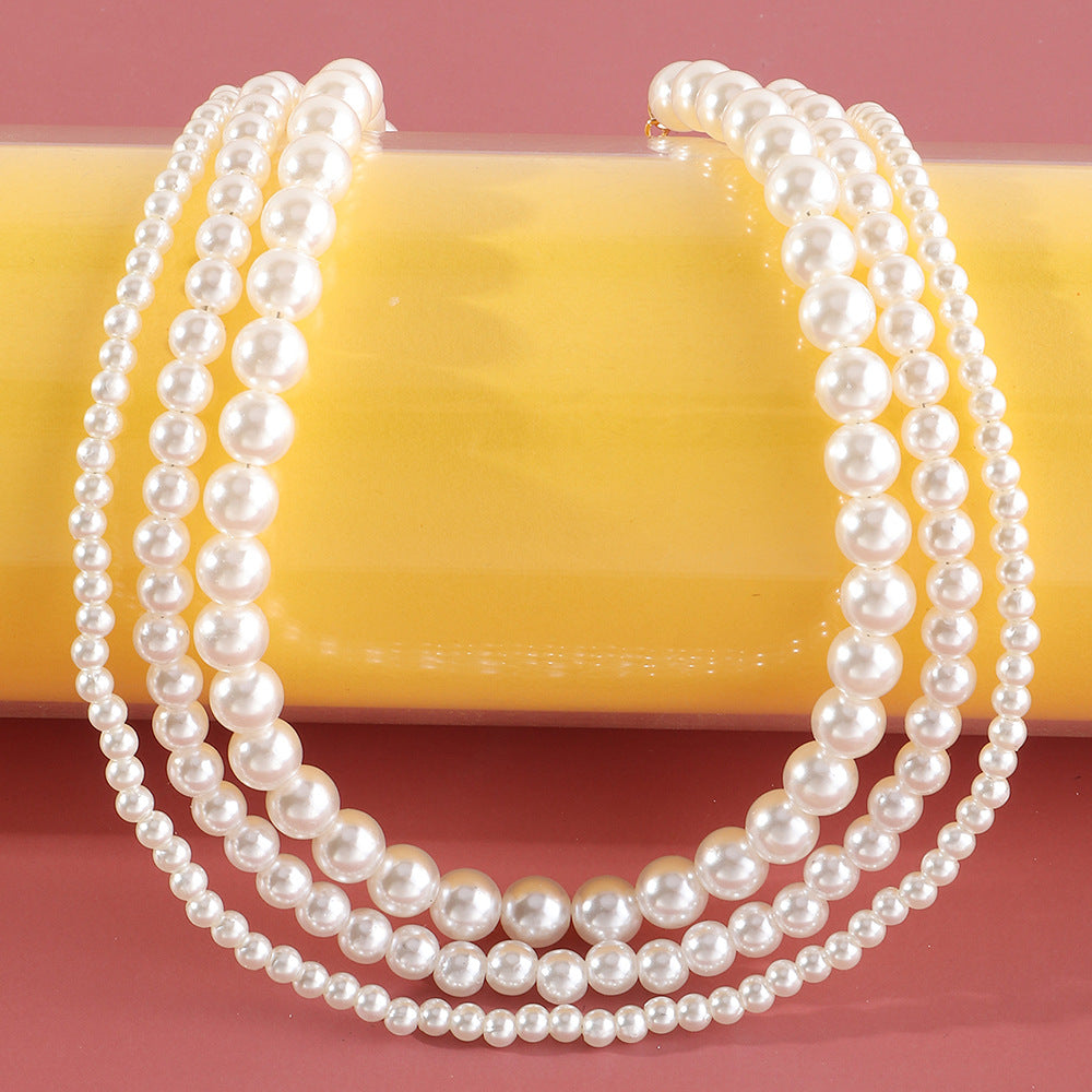3pcs Girls Pearl Beaded Necklace Princess Party Accessories