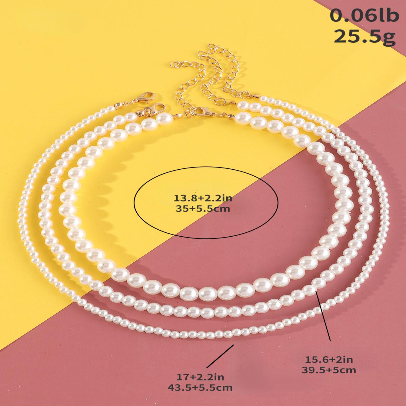3pcs Girls Pearl Beaded Necklace Princess Party Accessories