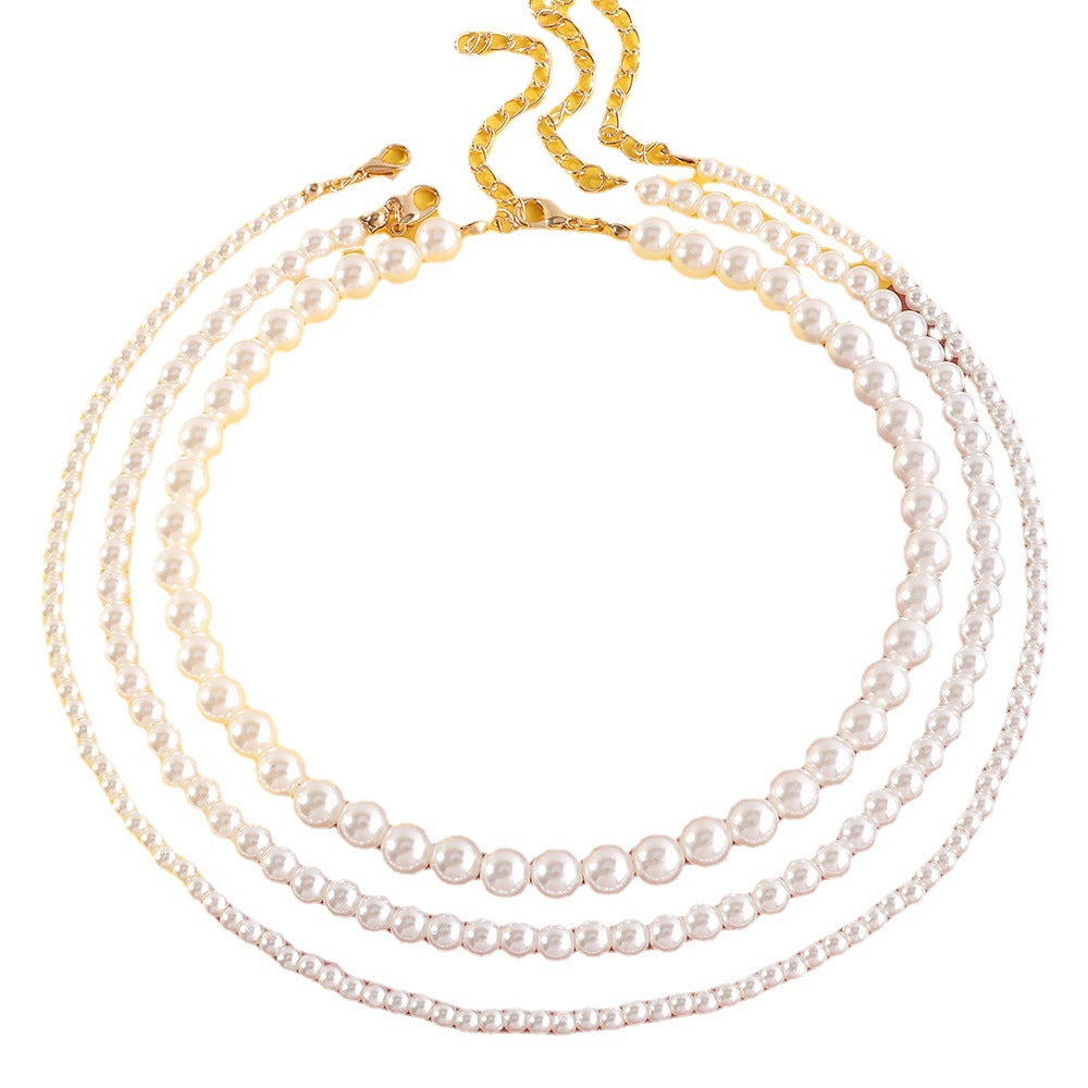 3pcs Girls Pearl Beaded Necklace Princess Party Accessories