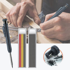 Carpenter Pencil Set with Sharpener 6 Refills Woodwork Tool